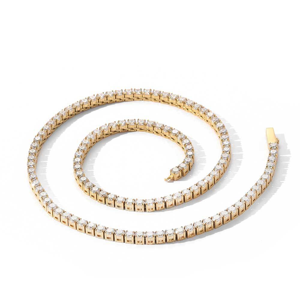 4mm Spring Clasp Stainless Steel Tennis Chain Hip Hop Zircon Men's Bracelet