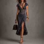 Gothic Vintage Style Dress with Unique Design Long Dress