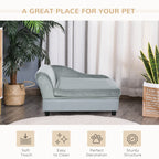 Luxury Dog Bed For Small Dogs, Hidden Storage, Soft Foam Couch, Modern Pet Furniture, Gray