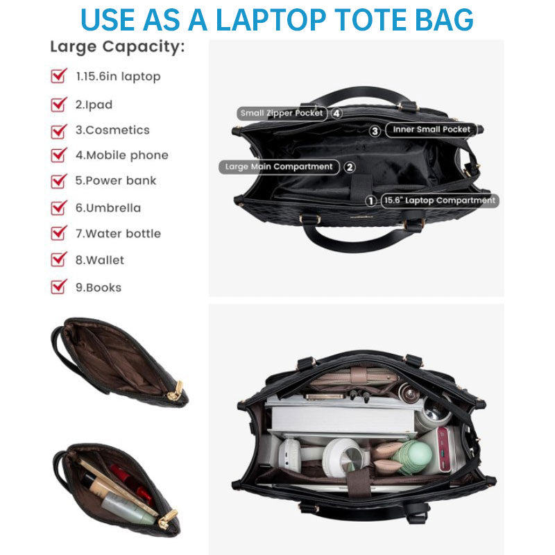 2-in-1 Travel Tote: Laptop & Insulated Lunch Bag. Ideal for Business, Work, Nursing, Office, College, Casual Use