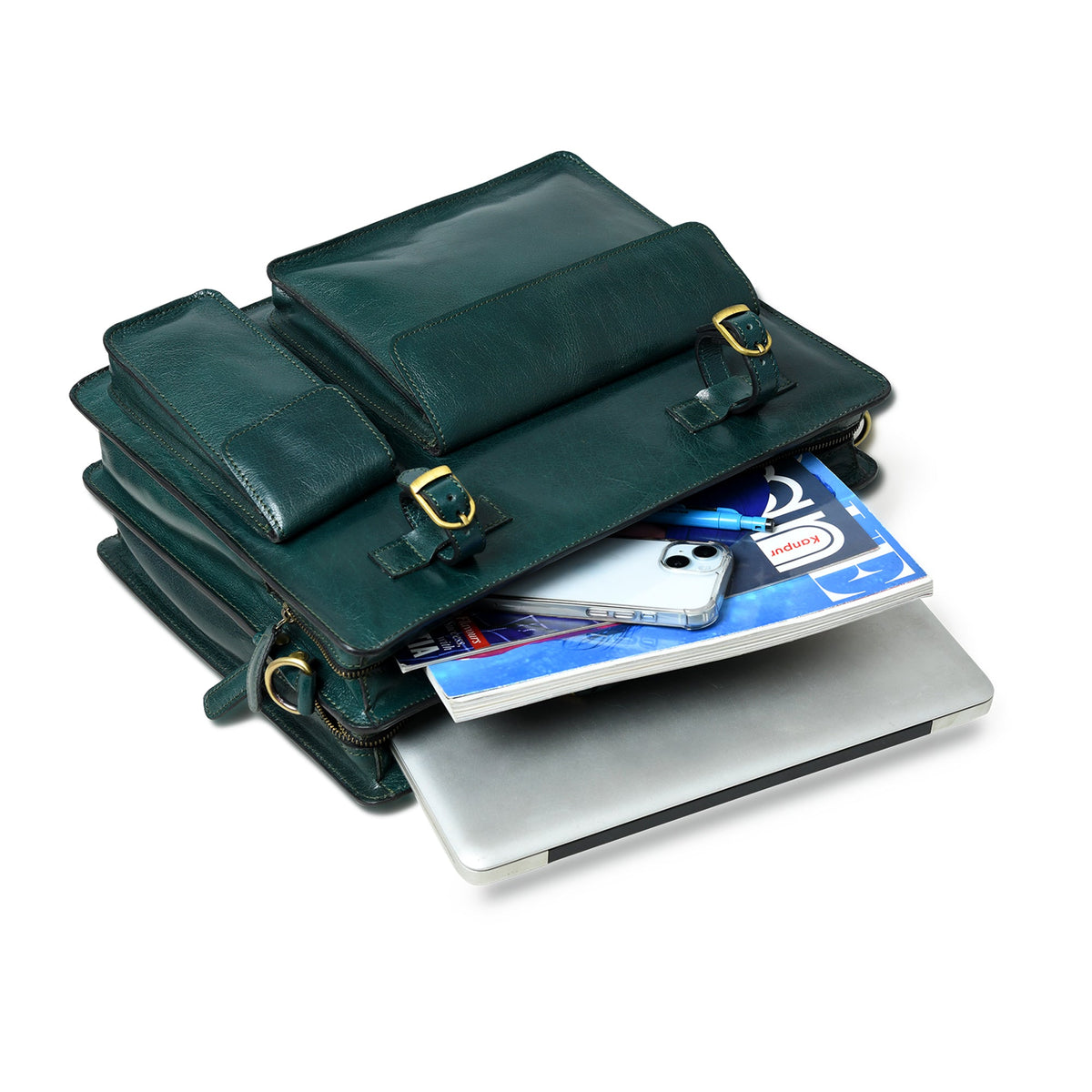 Tuscany Italian Leather Briefcase, Green