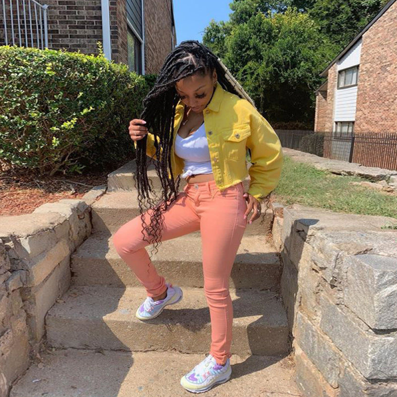 Streetwear Denim Jacket Bodycon Cropped Outwear