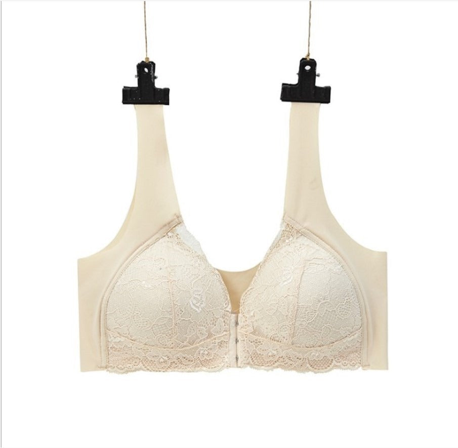 Front Buckle Lace Without Steel Ring Plus Size Bra Women Seamless Underwear Bra U-Shaped Back Nursing Bra