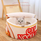 Lao Mian Cat Bed Closed  Ramen-Style Round Dual-Use Pet Pad Warm Winter Removable Washable Pet Bed