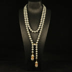 Glass pearl long sweater chain set