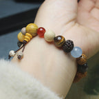 Lingyin Eighteen Seed Bodhi Bracelet Buddhist Beaded Bracelet for Men and Women, Cultural Collectible Jewelry,