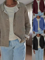 Women's Solid Color Casual Jacket - European Style | Versatile Layering Essential