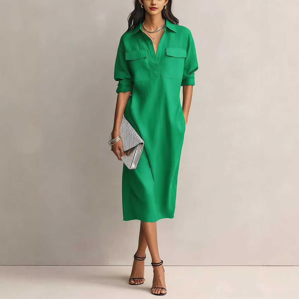 Elegant and Sophisticated Office Casual Fashion Fitted Comfortable Solid Color Mid-Length Dress