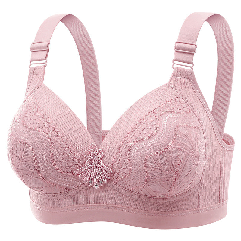 Plus-size Lace-trimmed Wireless Push-up Bra For Women