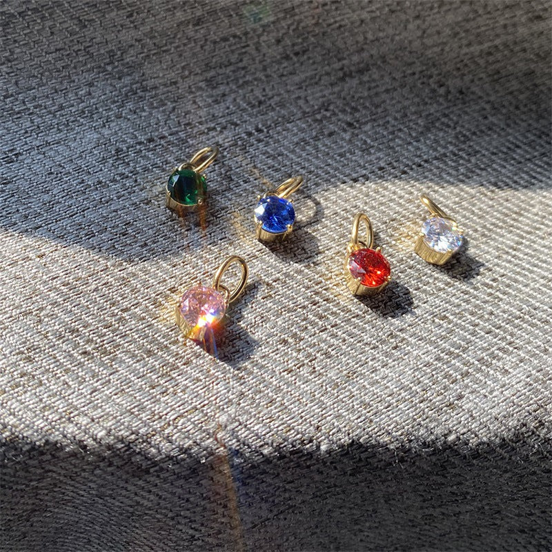 Jewelry Accessories Stainless Steel Necklace Round Zircon Necklace Stainless Steel Pendant Components