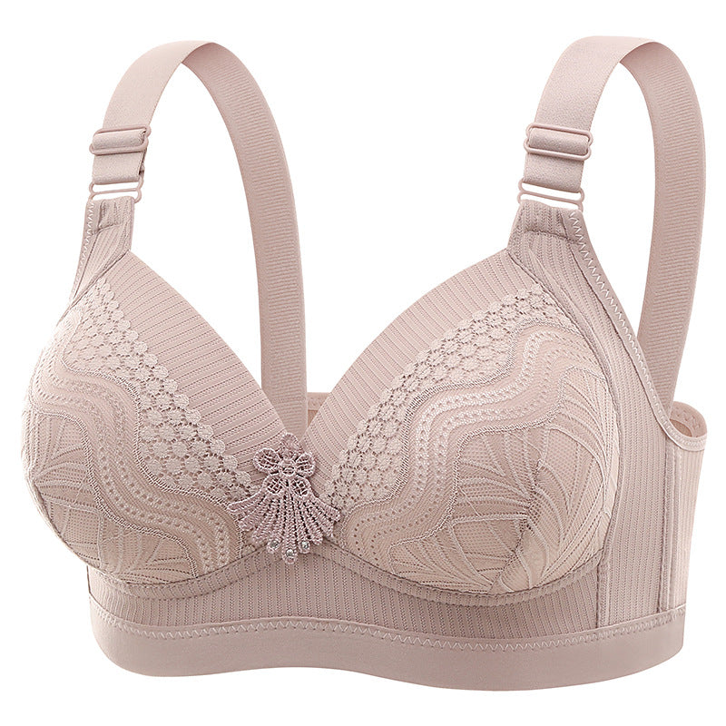 Plus-size Lace-trimmed Wireless Push-up Bra For Women