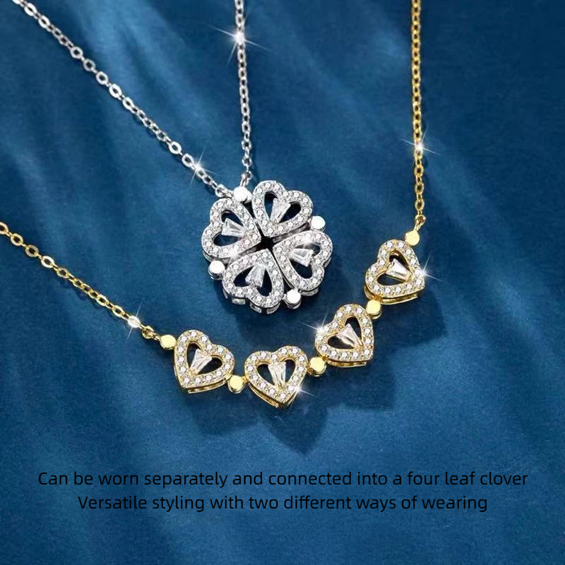 Zirconia Love Clover Magnetic Necklace