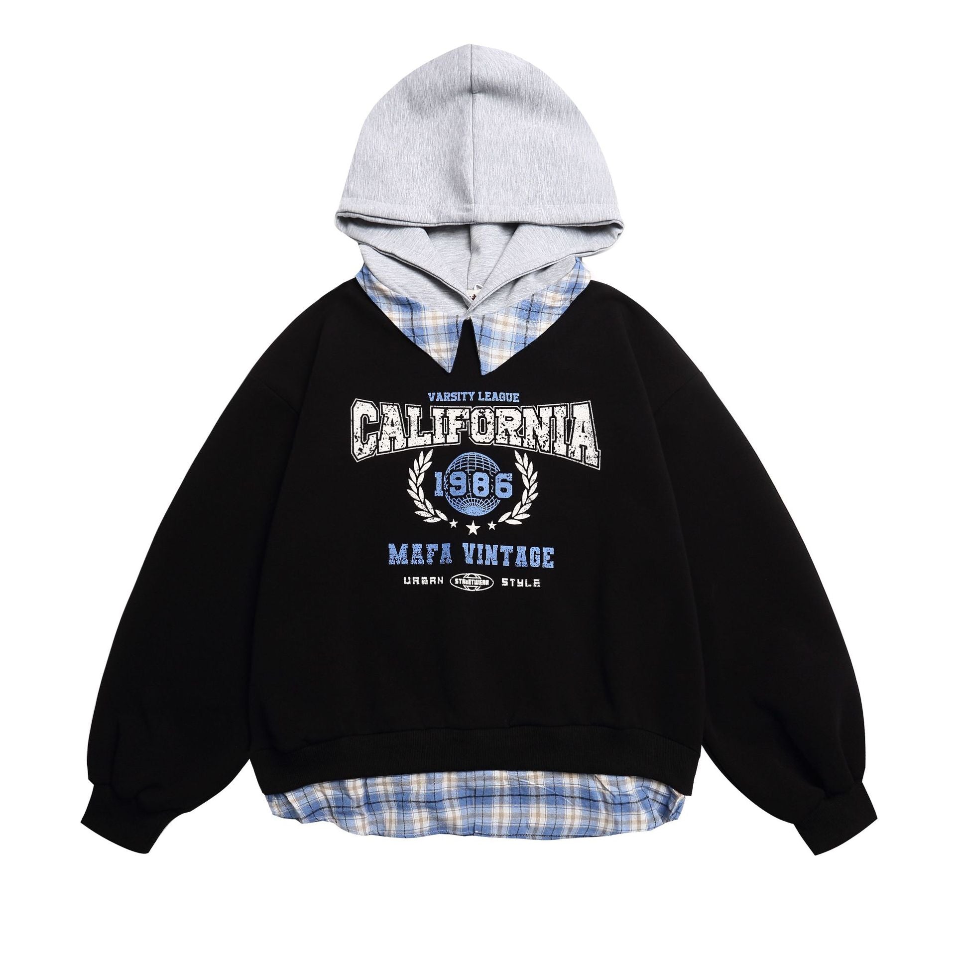 Fake two hooded sweatshirts for men