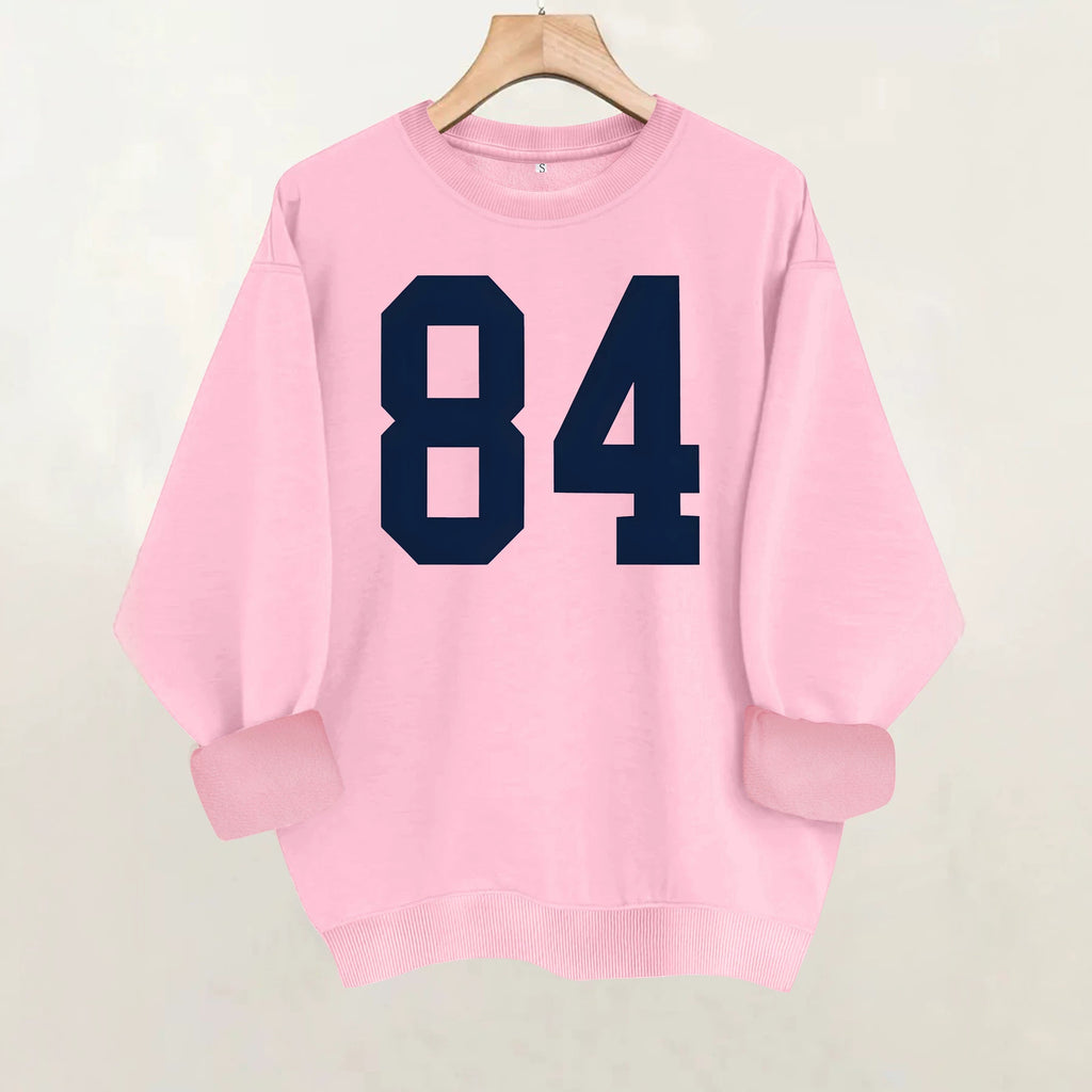 Pattern printed round neck fleece hoodie