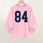 Pattern printed round neck fleece hoodie