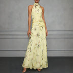 Strapless Printed Maxi Dress – Fitted Sleeveless Shape