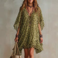 V-neck chiffon dress beach vacation cover shirt leopard print beach skirt