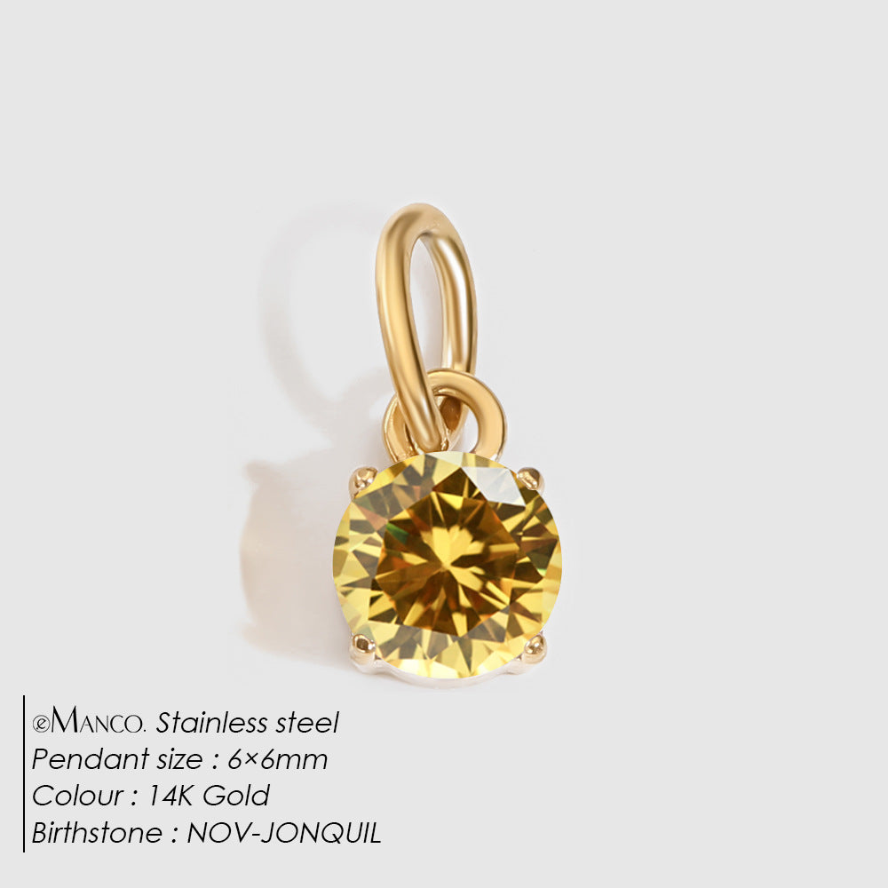 Jewelry Accessories Stainless Steel Necklace Round Zircon Necklace Stainless Steel Pendant Components