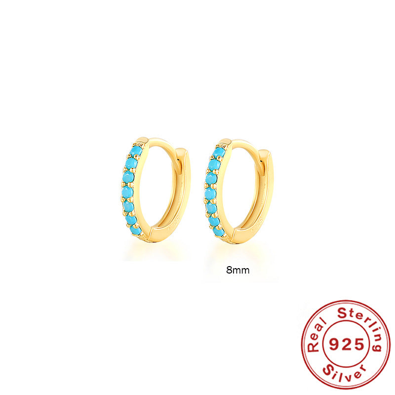 S925 Circle Earrings - Golden Turquoise