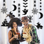 Halloween Decorative Streamer Hanging Decorations, Halloween Spider Witch Ghost Bat Ornaments, Halloween Party Atmosphere Decoration Props 6pcs