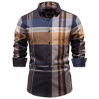 Plaid long sleeved shirt for men