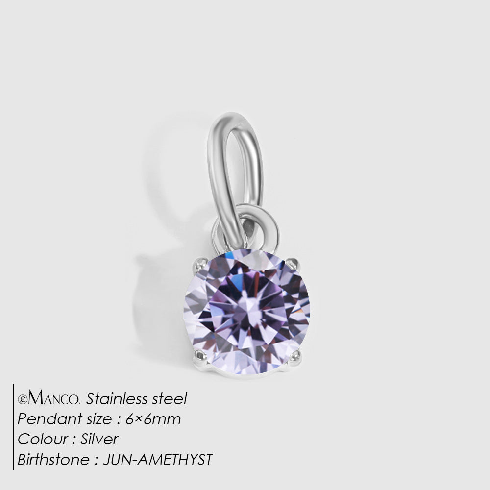 Jewelry Accessories Stainless Steel Necklace Round Zircon Necklace Stainless Steel Pendant Components
