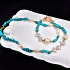 Freshwater Pearl | Turquoise Beaded Bracelet — Natural Stone