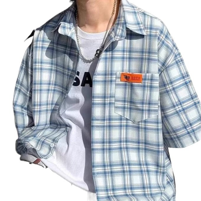 Checkered Short Sleeve Shirt for Men