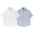 Casual Loose Checkered Short Sleeve Shirt for Men