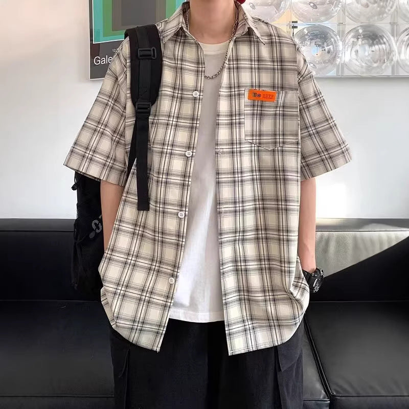 Checkered Short Sleeve Shirt for Men