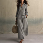 Linen Shirt & Pants Set – Relaxed Three-Quarter Sleeves