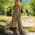 Halter Neck Pants Set – Sleeveless Top & Relaxed Long Pants