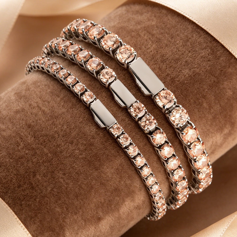 3-5MM Tennis Chain Hip-Hop Stainless Steel Zircon Bracelet