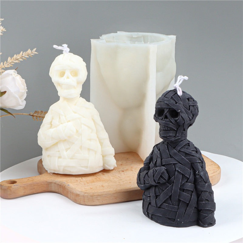 Gauze Zombie Skull Halloween Silicone Candle Mold Aromatherapy Plaster Holiday Atmosphere Decoration