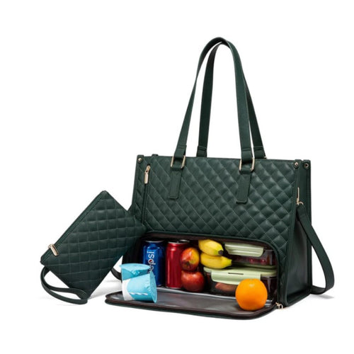 2-in-1 Travel Tote: Laptop & Insulated Lunch Bag. Ideal for Business, Work, Nursing, Office, College, Casual Use