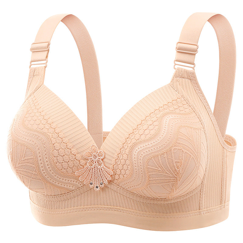 Plus-size Lace-trimmed Wireless Push-up Bra For Women