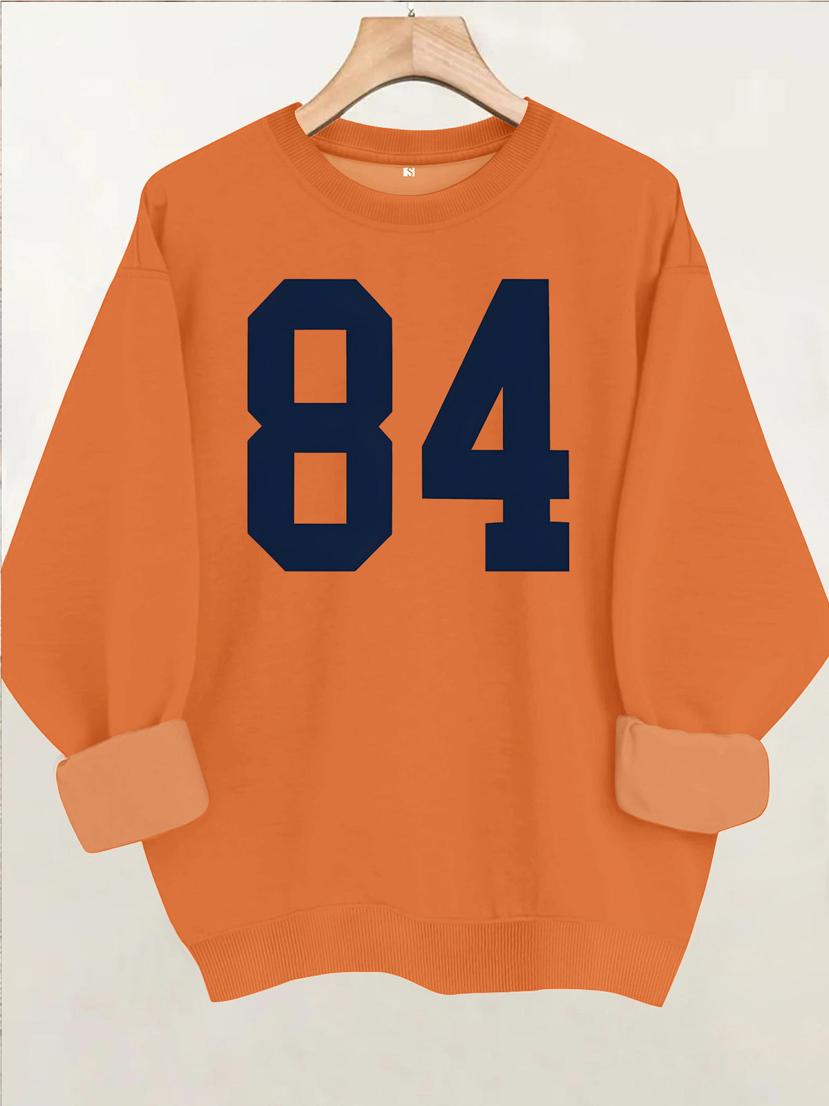 Pattern printed round neck fleece hoodie