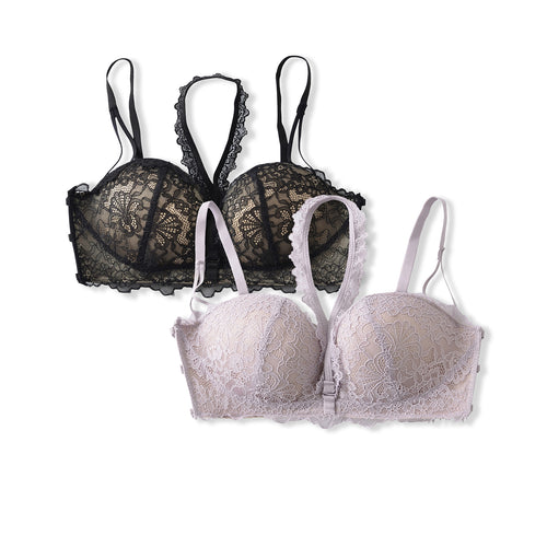 Bra with chest cushion lace neck strap suspender bra underwear