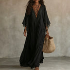 Lace Patchwork Beach Dress | V-Neck | Vacation-Ready