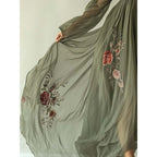 Printed long sleeved long collar dress long skirt