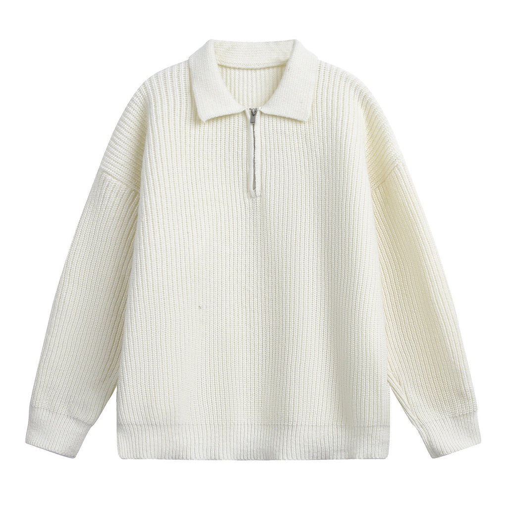 Half zip lapel sweater for men