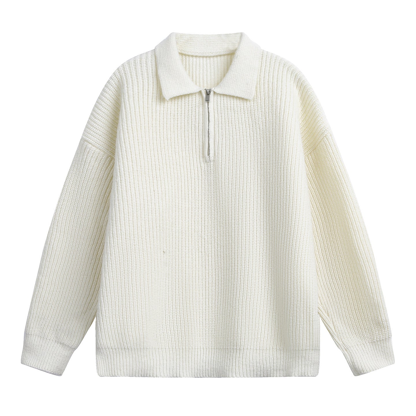Half zip lapel sweater for men
