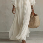 Lace Patchwork Beach Dress | V-Neck | Vacation-Ready