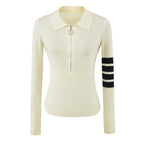 Women's Half Zip Slim Fit Knit Sweater Vintage Layering Top