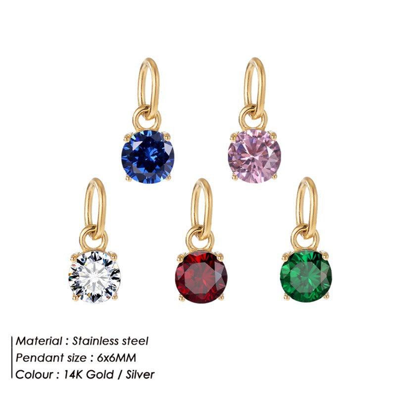 Jewelry Accessories Stainless Steel Necklace Round Zircon Necklace Stainless Steel Pendant Components