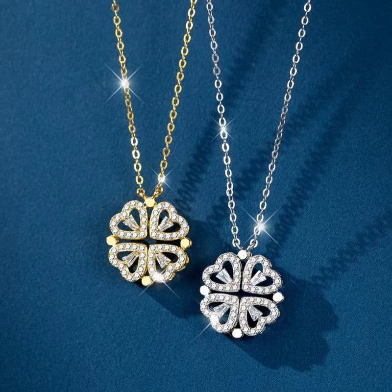 Zirconia Love Clover Magnetic Necklace