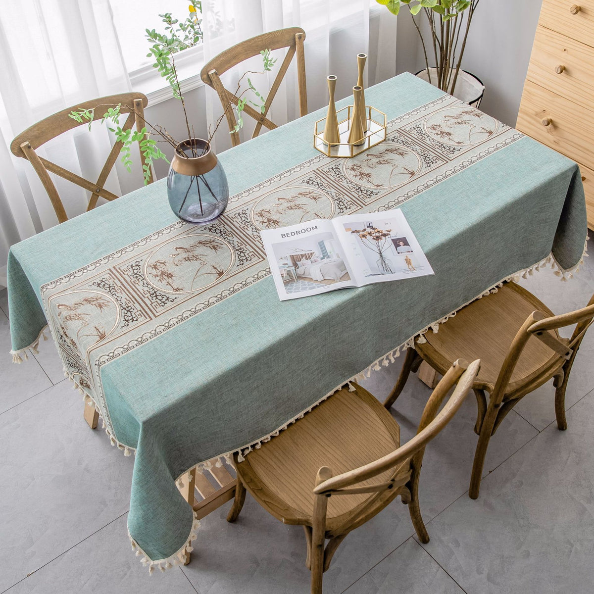 Linen Ethnic Style Linen Washable Tablecloth Pastoral Style Tablecloth Rectangular Table Flag Table Mat Tea Table Tablecloth