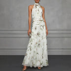 Strapless Printed Maxi Dress – Fitted Sleeveless Shape