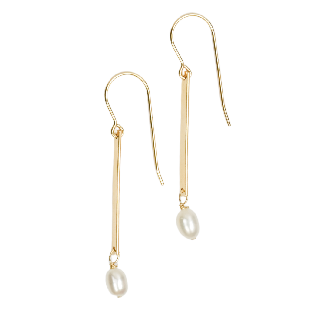 Bar and Pearl Earrings