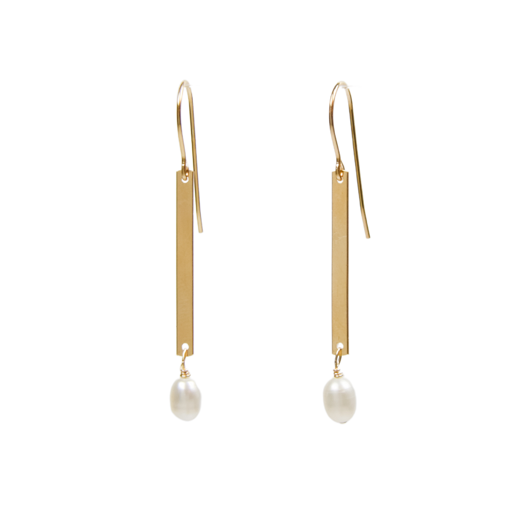 Bar and Pearl Earrings